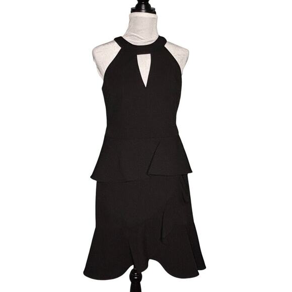Adelyn Rae Halter Open Back Ruffle Dress Black Size Medium - Picture 10 of 10